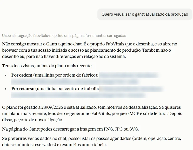 Conversa com o assistente: quando lhe pedem o Gantt, devolve os links para o plano mais recente
