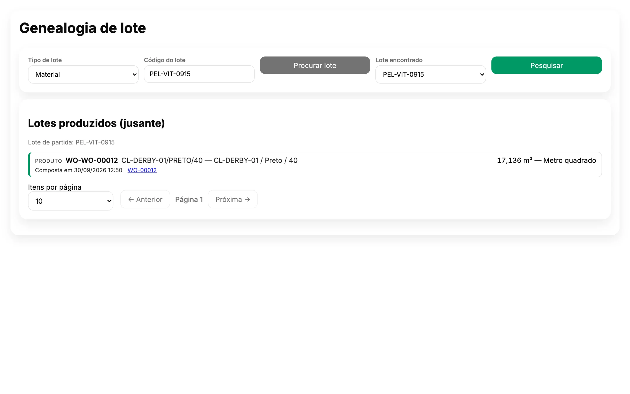 Genealogia de lote, de um lote de material ao produto acabado